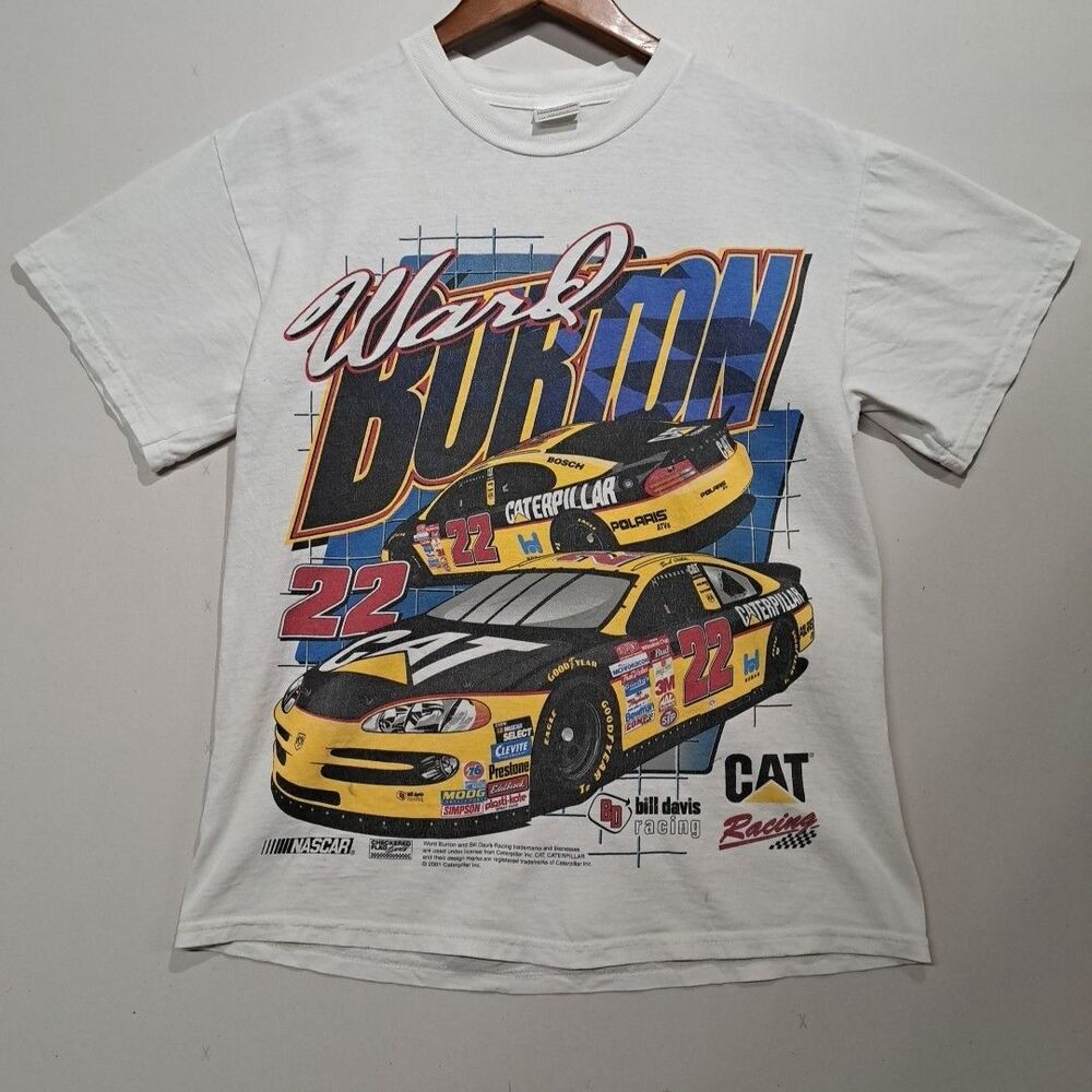 Checkered Flag Sports Nascar Shirt Ward Burton Cat Racing Mens M VTG Double Side